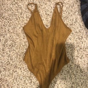 tan velvet body suit
